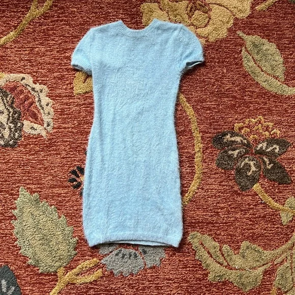 blue fuzzy dress Cutest Of All Ribbon Bow Bodycon Mini Dress main image 1